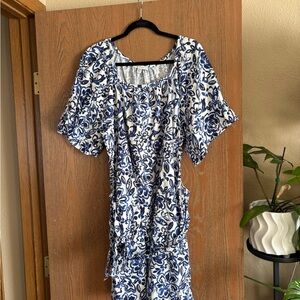 Floral Blue and White Dress